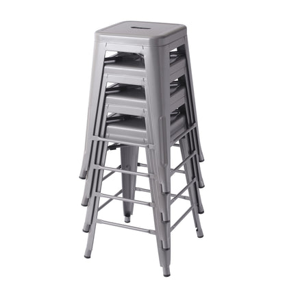 Amazon Basics Metal Bar Stools, 24-Inch, Easy Assembly, Dark Grey, Set of 4