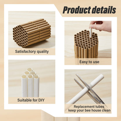 Lewtemi 480 Pcs Mason Bee House Tube Refill Cardboard Bee Tube Paper Mason Beekeeper Cardboard Insert Beekeeping Supplies for Solitary Beehive House Garden Pollinator Nest