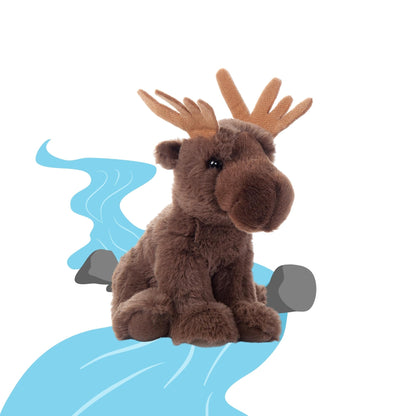 The Petting Zoo Moose Stuffed Animal Plushie, Gifts for Kids, Wild Onez Wildlife Animals, Moose Plush Toy 9 inches