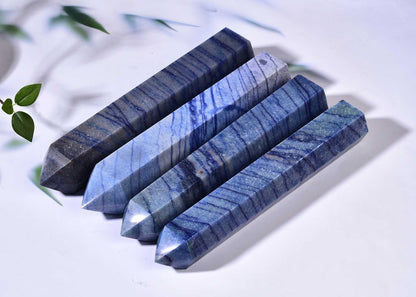 AMOYSTONE Extra Large Healing Crystal Obelisk Tower Blue Aventurine Point Wand Crystal Decor Reiki 2.2-2.6 LBS