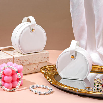 Nodaaiie 8 Pcs Travel Jewelry Case, Mini Leather Jewelry Organizer Box with Detachable Handle for Women and Teens, White