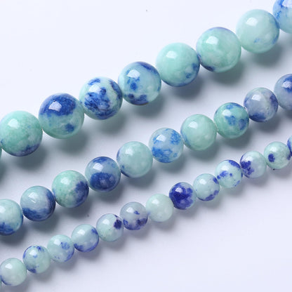 36pcs 10mm Natural Blue Green Persian Jade Stone Beads for Jewelry Making Round Loose Spacer Beads DIY Bracelets Necklaces 15" (10mm, Blue Green Jade)
