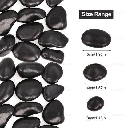 Lechloris 20Ib Black River Rocks for Landscaping-Polished Pebbles for Plants-Garden Decorative Stones-1-2 Large Plant Rocks,Ideal for Aquarium, Home Decor