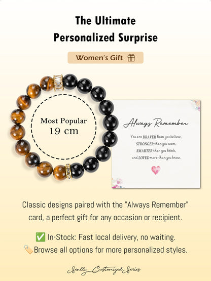 SENLLY Crystal Gift Bracelet, Tiger’s Eye & Black Obsidian Meaningful Natural Stone Crystal Jewelry for Women Mom Daughter Sister Wife Friend
