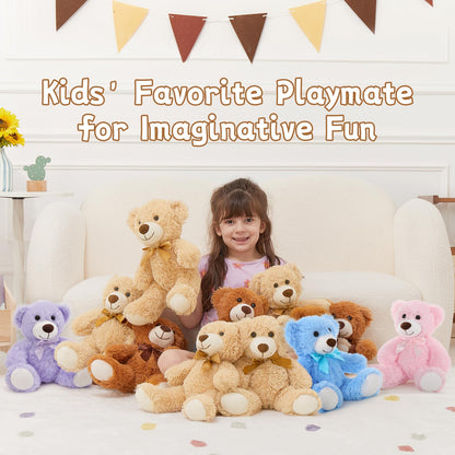 MorisMos 3 Packs Teddy Bears Bulk Stuffed Animals, Cute Small Teddy Bear Plush Toys, Little Stuffed Bear for Kids on Centerpiece Baby Shower, 14 Inches
