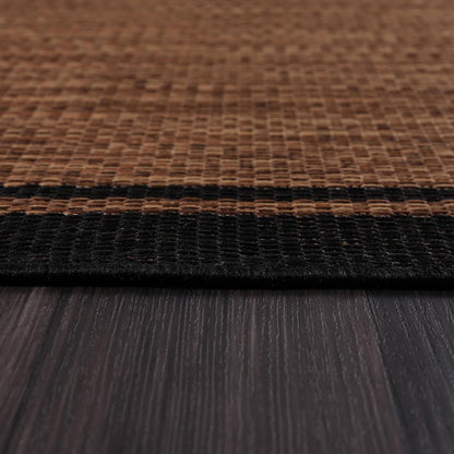 CAMILSON Indoor Outdoor Rug, 8x10 Bordered Nut Brown Black Modern Area Rugs for Indoor and Outdoor Patios, Kitchen and Hallway Mats, Washable Porch Deck Outside Carpet (Bordered Nut Brown, 8 x 10)