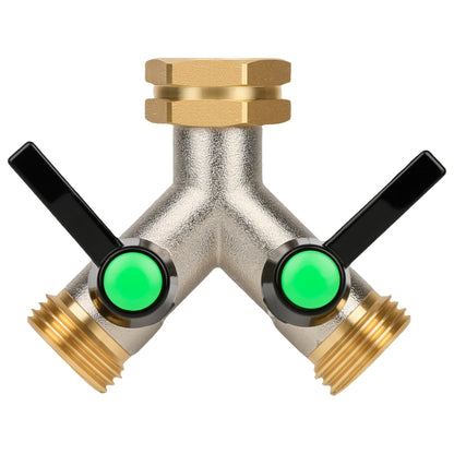 Love Is War Hose Splitter 2 Way, Heavy Duty Brass Garden Hose Splitter,Y Adapter Connector With 3/4 - Inch Ght Thread, Easy Turn On-Off Handle For Fauce.Connector For Lawn Irrigation.