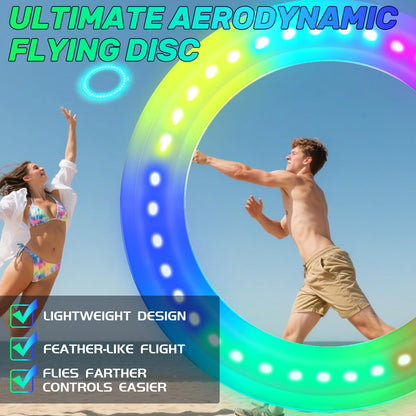 Dilabnba Flying Ring Disc Toy LED Light Beach Backyard Camping Sports Play Soft Discs Outdoor Tossing Toy Christmas Birthday Gift for Teens Boys Kids Adults, Lost Mode, 9.8''/200g