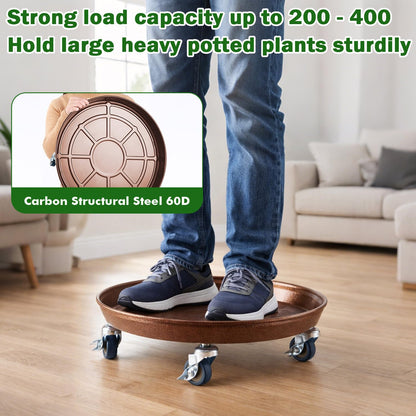 Planterhoma 3 Packs 16" Metal Plant Caddy with Wheels Extra-Large Rolling Plant Stand Heavy-Duty Plant Dolly with Casters Indoor Outdoor Wheeled Flower Pot Mover Rollers Garden Cart Trolley, Copper