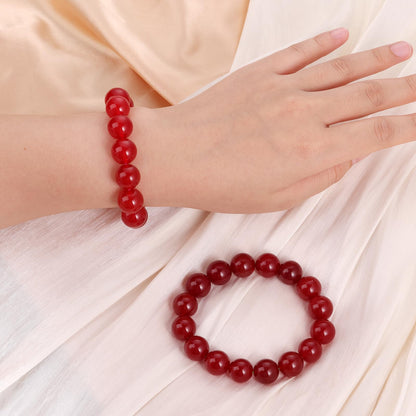 Handmade Natural Jade Beaded Bracelet for Women & Men – Genuine Green/White Jade Gemstone Stretch Bracelet – Lucky Energy Healing Jewelry Gift for Peace, Prosperity & Protection RB