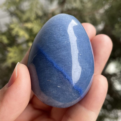 favoramulet Polished Stone Egg for Easter Day, Palm/Pocket/Worry Enegry Healing Crystal Display Sphere Figurine Fengshui, Blue Aventurine 1.8" x 1.3"