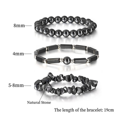 IVY TAILI 3 Pcs Black Hematite Bracelet for Women 8mm Hematite Crystal Bracelet for Women Hematite Jewelry Natural Healing Protection Stone Bracelets Beaded Bracelets Gift for Men Women
