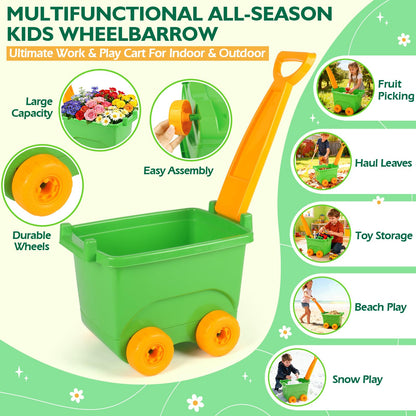 Kids Gardening Set, Outdoor Toys with Wheelbarrow and Kids Garden Tools, Toddler Gardening Set with Repotting mat, Gloves, Apron, Watering Can, Pretend Play Learning Toys for Kids Boys and Girls 3-8