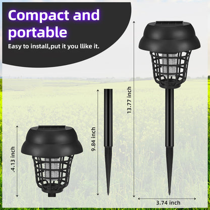 Solar Bug Zapper Outdoor Waterproof Solar Powered Mosquito Zapper Repellent Outdoor Patio,Cordless & Auto On/Off, Purple or White Light,Small Fly Insect Zappers for Garden Backyard for Outside,4 Pack