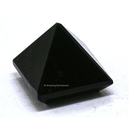 Amazing Gemstone Black Tourmaline Crystal Pyramid with 9 Pyramid Plate Bottom - 1" Mini Pyramid Figurine of Natural Stone Pyramid for Meditation, Reiki, Chakra Balancing Vastu Pooja and Crystal Grids