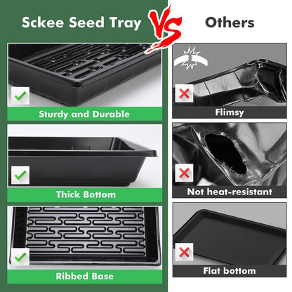 Sckee Upgraded 5 Pack Plant Growing Trays Seed Starting Tray Microgreens Growing Trays Seedling Plant Germination Starter Tray Transplant Fodder Flats, No Holes, No Leakage, Reusable (1017)