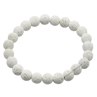 Amazing Gemstone Crystal Bracelet for Women Men's Gifts - Protection Healing Crystal Bracelet - 8mm Gemstone Beaded Stretchable Bracelet Pulseras Para Hombres Mujer Stocking Stuffers Mothers Day Gift (White Lava)