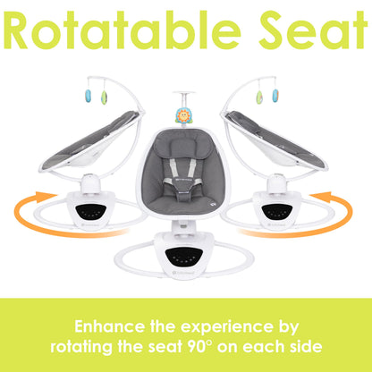 Baby Trend NuMotion Infinity Swing – 5 Motion Modes, Touchscreen Control, Remote, Multi‑Position Recline & Hanging Toys – Dash Grey