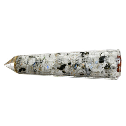 Amazing Gemstone Rainbow Moonstone Orgonite Orgone Crystal Towers - Large 4.5" Orgonite Crystal Wand Obelisk Tower Point for Meditation, Crystals and Healing Stones Gift and Protection