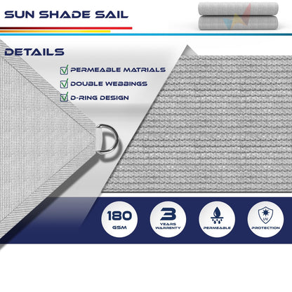 Windscreen4less 8' x 8' Sun Shade Sail Rectangle Outdoor Canopy Cover UV Block for Backyard Porch Pergola Deck Garden Patio (Gray)