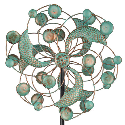 DREAMYSOUL Wind Spinner, Kinetic Wind Spinners Outdoor Metal, Garden Spinner for Yard Outside Patio Lawn Decor (Green & Cooper)