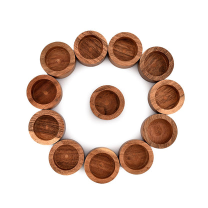 NIRMAN Acacia Wood Tealight Candle Holder for Wedding, Party, Birthday, Holiday, Home Decoration (2.25" x 2.25" x 1"), (Set of 12)
