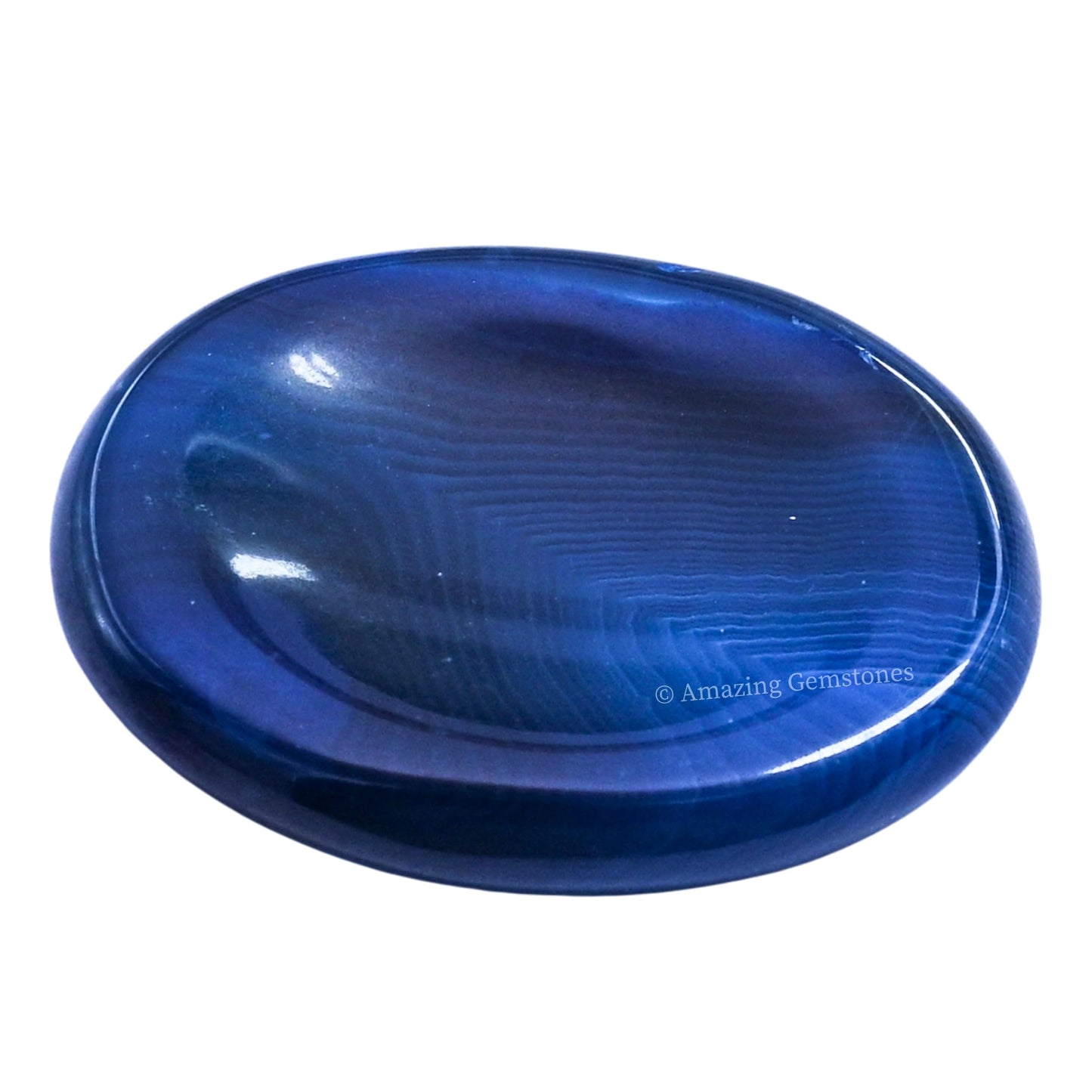 Amazing Gemstone Alma Blue Agate Worry Stone, Healing Crystals - Piedra Crystal Fidget for Gift, Meditation, Calming, Relaxation, Stress Relief