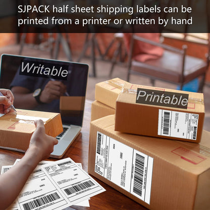 SJPACK 1000 Half Sheet Self Adhesive Shipping Labels, 8.5" x 5.5" Address Labels for Laser & Inkjet Printers(1000 labels-500 Sheet)