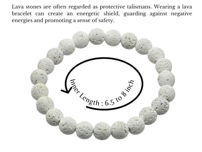 Amazing Gemstone Crystal Bracelet for Women Men's Gifts - Protection Healing Crystal Bracelet - 8mm Gemstone Beaded Stretchable Bracelet Pulseras Para Hombres Mujer Stocking Stuffers Mothers Day Gift (White Lava)