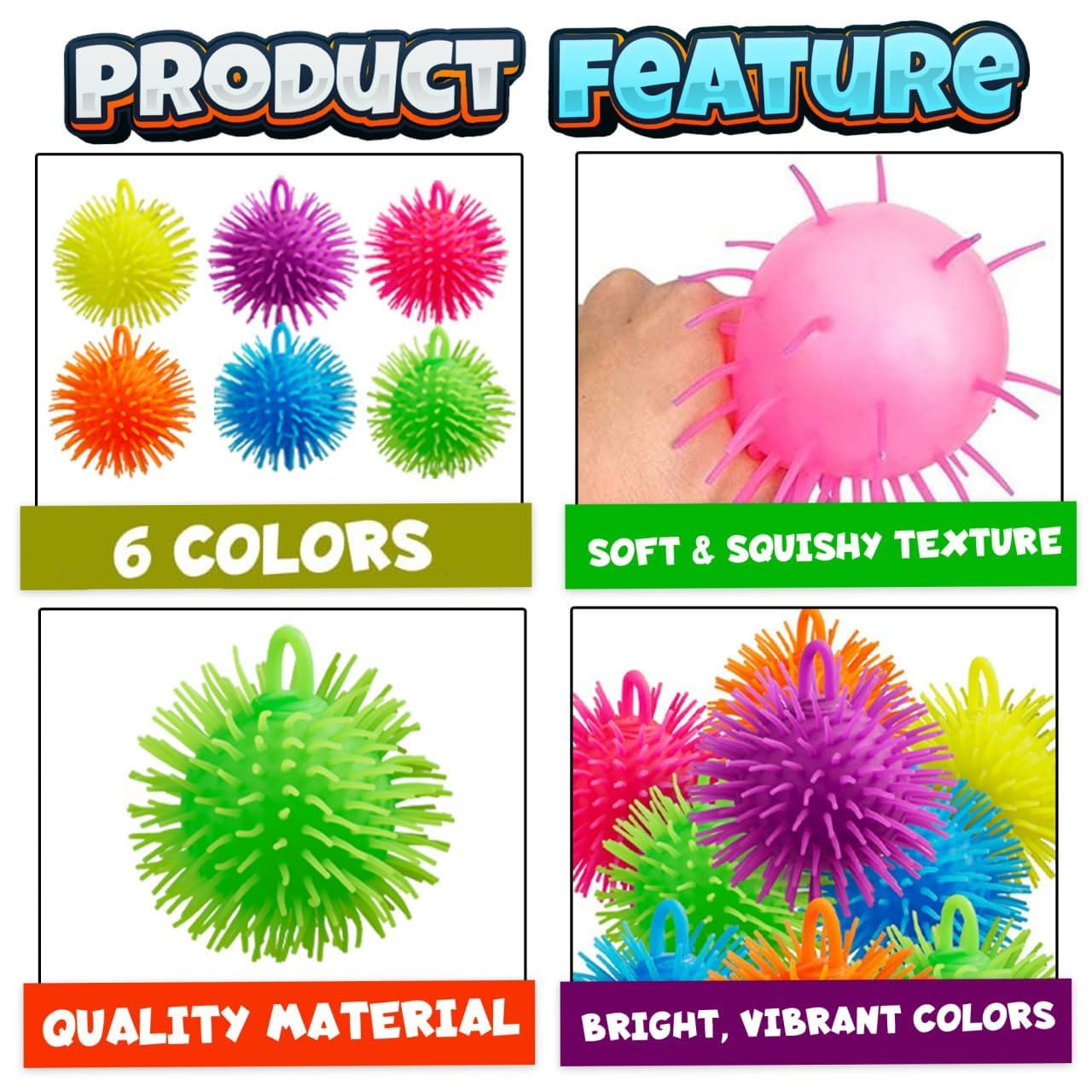 Bedwina Puffer Balls (Pack of 144) - Squishy Balls for Kids Neon Party Favors Sensory, Stress Relief & Therapy Toys for Kids, Boys & Girls Goodie Bag Stuffers, Prizes & Party Supplies in Bulk