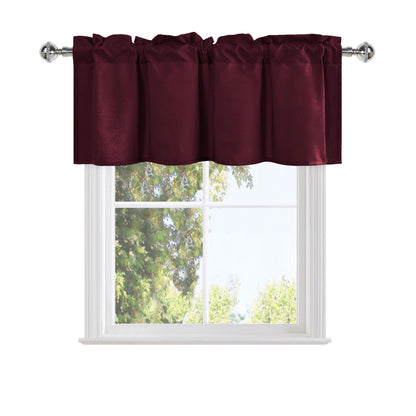 DWCN Valance Curtains for Living Room, Kitchen Valance Solid Short Topper, Rod Pocket Basement Window Curtains, 1 Panel, 42 X 12 Inch, Burgundy