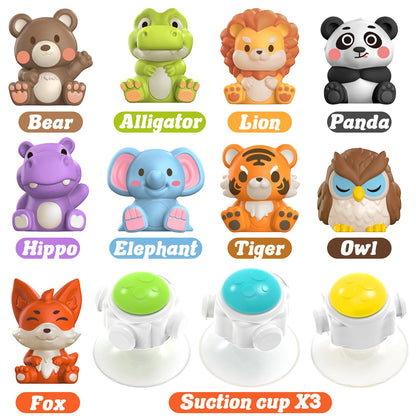 3PCS Cute Safari Animals Suction Spinner Toys for Babies, Detachable Soft Animal Figurines Finger Puppet, Bath Toy for Toddler Ages 1-3, Montessori Toys Birthday Gifts for Boys and Girls 12 Months+