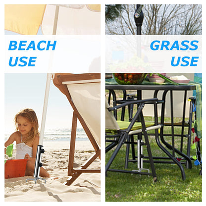 weallbuy Removable Portable Umbrella Base, Beach Umbrella Sand Anchor with 4 Legs, Adjustable Heavy-Duty Metal Sun Holder, Outdoor Parasol Stand for Beach, Grass, and Sand