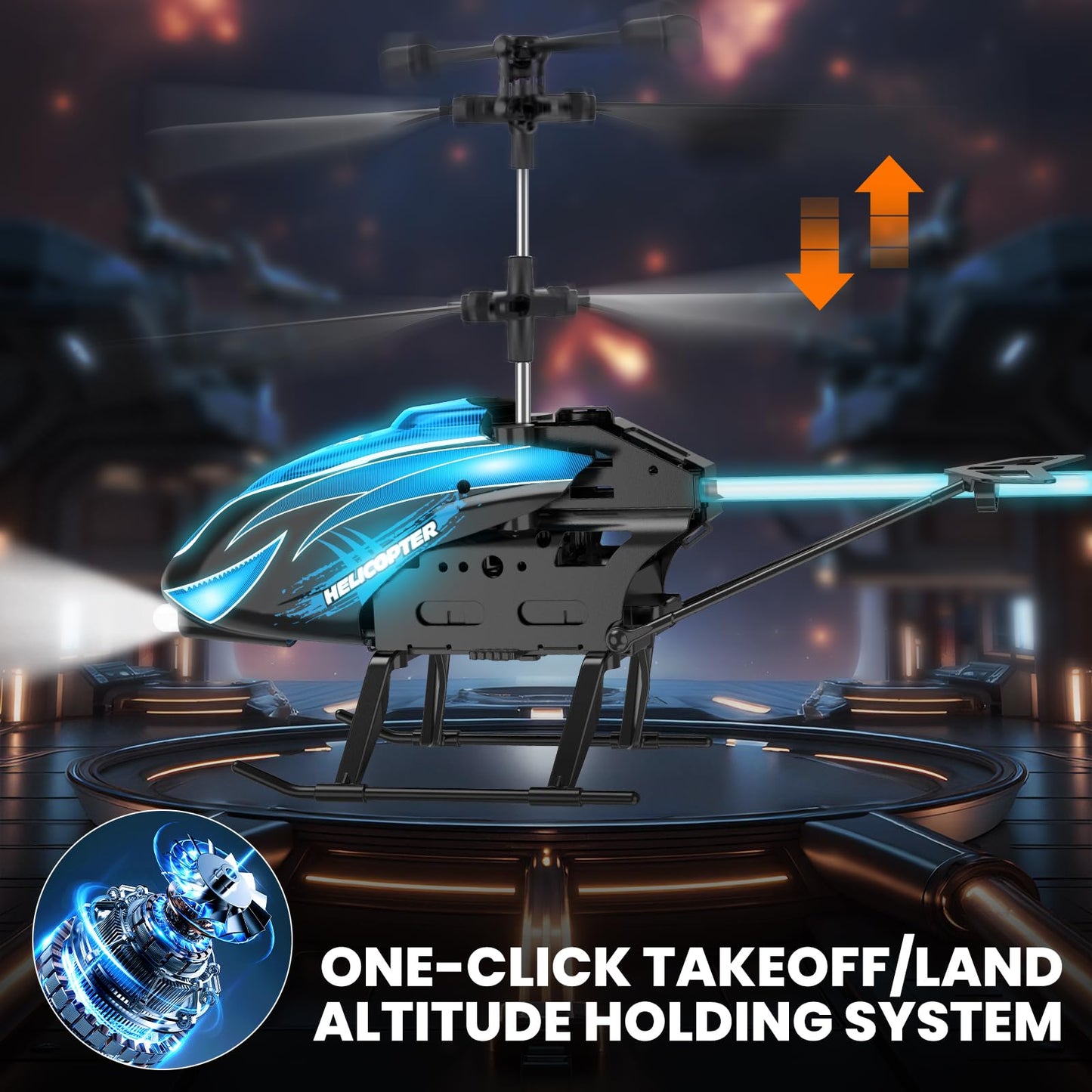 BotZilla RC Helicopter, Remote Control Helicopter for Kids & Adults, 7+1 LED Light Modes, Altitude Hold, One-Key Start/Land and Auto Hover, Remote Control Toy for Ages 8+ Boys Girls
