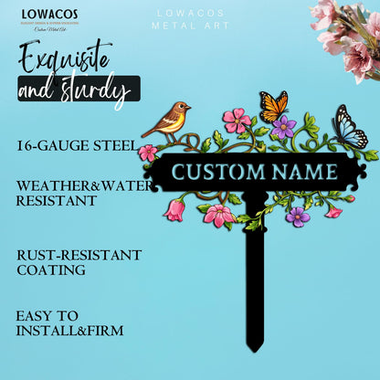 Personalized Garden Sign, Custom Garden Decor for Outside Patio Entryway, Large Rustic Metal Yard Stake Sign, Outdoor Yard Decoration, Gardening Gifts for Women Grandma Plant Lovers Housewarming