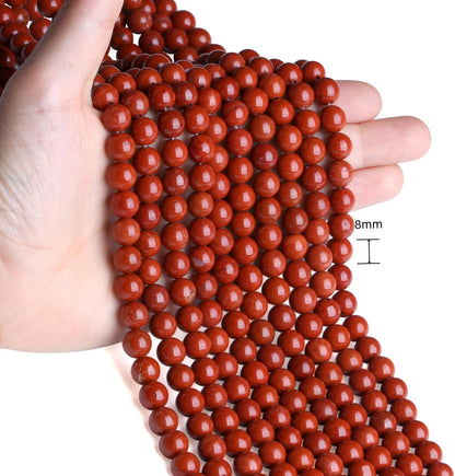 NUKAYAI Natural Red Jasper Beads 100Pcs 8mm Crystal Beads Loose DIY Round Stone Bead for Bracelet Necklace Earrings Makingrrings Making