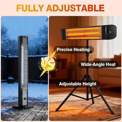 Paraheeter Electric Outdoor Heater, Infrared Patio Heater for Outdoor/Indoor Use, Wall Mounted/Ceiling/Tripod Infrared Heater Outdoor, 1500W Electric Patio Heater, CSA certificate.