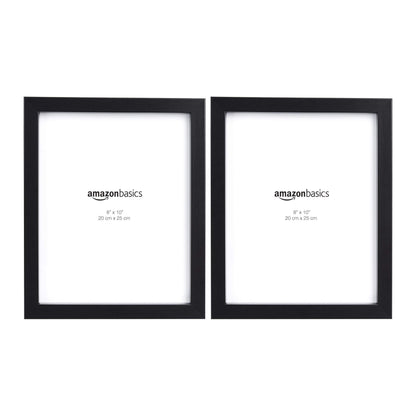 Amazon Basics Rectangular Photo Picture Frame, 8 x 10 in, Pack of 2, 11.22 x 9.21 inches, Black
