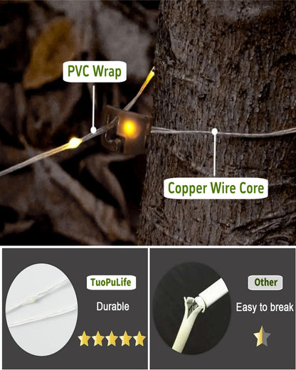 Solar Camping String Lights, 39.4 FT Fairy String Light, 4 in 1 Portable Waterproof Camp LED Lamp with 8 Lighting Modes, Hanging Rechargeable Tent Lantern for Outdoor Garden Patio Party Essentials