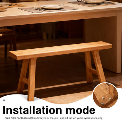 CANYIHB Front Entryway Bench Indoor Hallway Bedroom End of Bed Farm House Rustic Dining Table Vintage Narrow Noodle Bench Solid Wood (L 31.5″x10.2″W x 17.7″H)