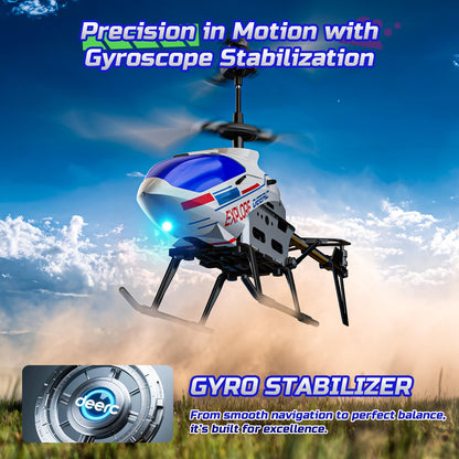 DEERC Remote Control Helicopter, 3.5 CH Altitude Hold RC Helicopters w/Gyro for Beginner, 2 Shells LED Light One Key Take Off/Landing, 2.4GHz Aircraft Indoor Flying Toy for Kids Boys Girls