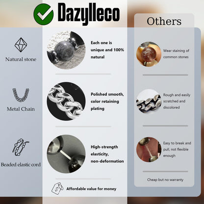 Dazylleco 3pc Mens Beaded Bracelets Silver Stainless Steel Chain Bracelet for Men Handmade Braided Bracelet Sets Jewelry Gifts for Men(89-Black Anchors)