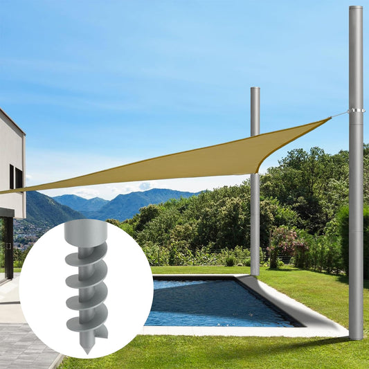 Miveda Shade Sail Poles, 12Ft Sun Shade Sail Poles with Spiral Drill Bit, 2.26" Diameter Heavy Duty Shade Sail Post with D-Clamp for Garden Yard Backyard, 2 Pack