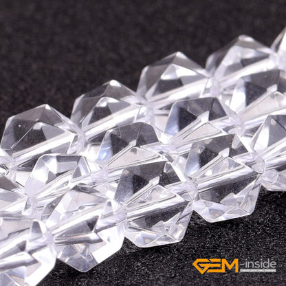 GEM-Inside Natural 8mm White Clear Quartz Gemstone Loose Beads Faceted Cambay Crystal Energy Stone Power for Jewelry Making 15"