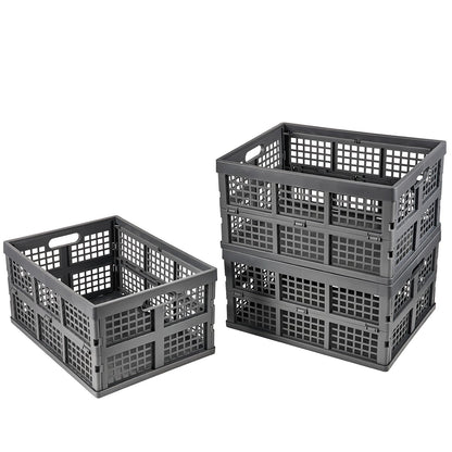 Aebeky 3-Pack Plastic Collapsible Storage Crates-30L,Foldable Plastic Crates for Storage (Gray)