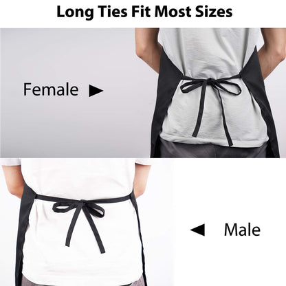 YIKA® Apron Couples, Valentines Day Gifts for Couples: Waterproof Aprons for Women Men, with Adjustable Neck Strap with Extra Long Ties, 2 Pockets (Black)
