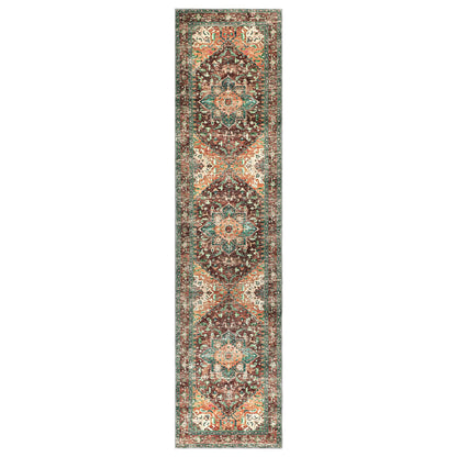 Yamaziot Washable Runner Rug, 2x8 Non-Slip Boho Vintage Hallway Rug Runner with Rubber Backing, Stain Resistant & Low Pile Faux Wool Distressed Carpet Runner for Bedroom, Kitchen, Laundry, Entrance
