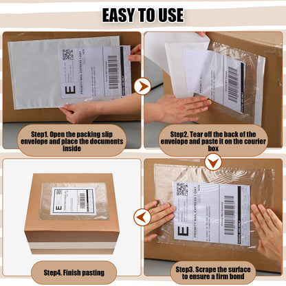 Cholemy 200 Pcs 9.5 x 12 in Clear Packing Slip Pouches Shipping Label Sleeves Adhesive Packing List Pockets Envelopes Mailing Protectors Slip Envelope Pouches Holders Cover Enclosed Bag