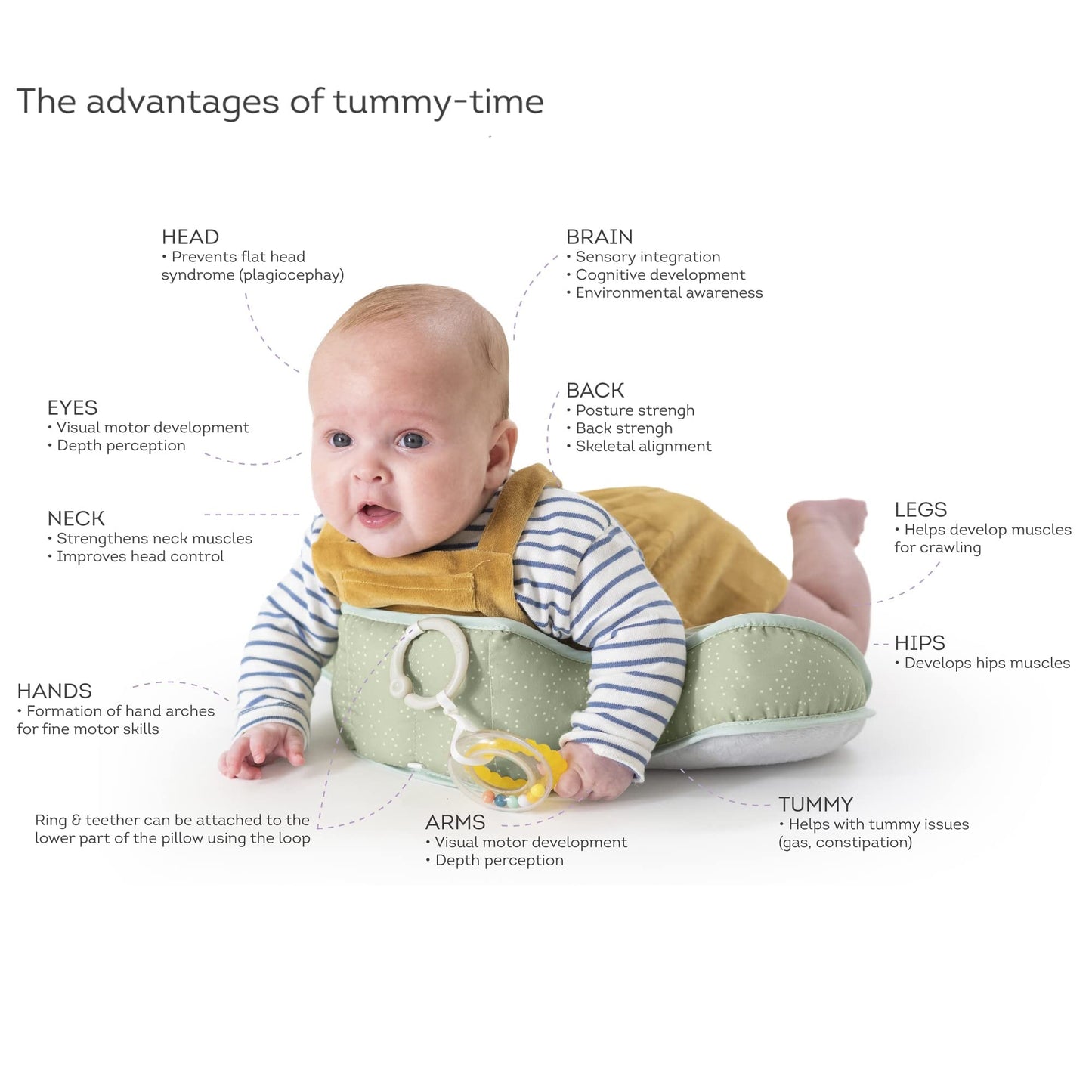 Taf Toys Tummy Time Support Toy with Detachable Toys for Newborn & Up, Develops Muscles for Crawling Montessori Sensory Crawling Toy for Infant Newborn Toddler Tummy Time Toys 0-6 Months Babies