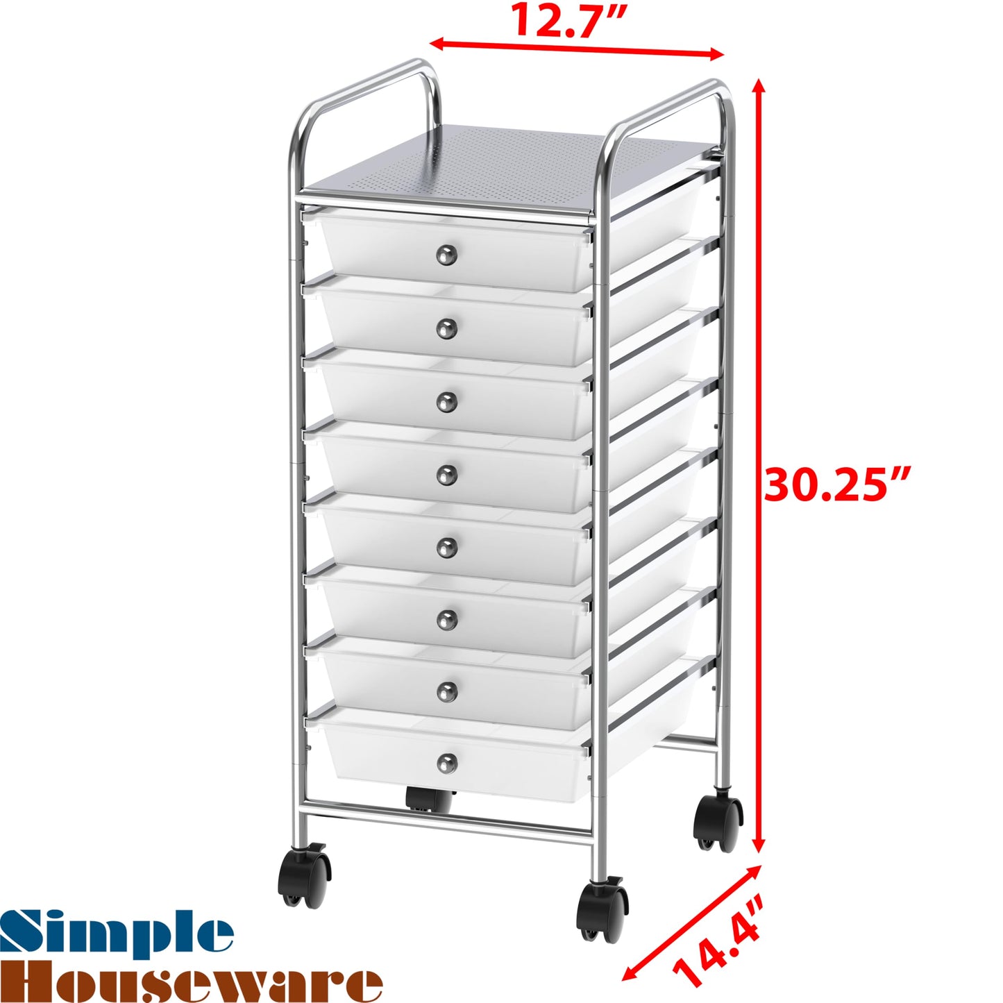Simple Houseware Utility Cart with 8 Drawers Rolling Storage Art Craft Organizer, Chrome